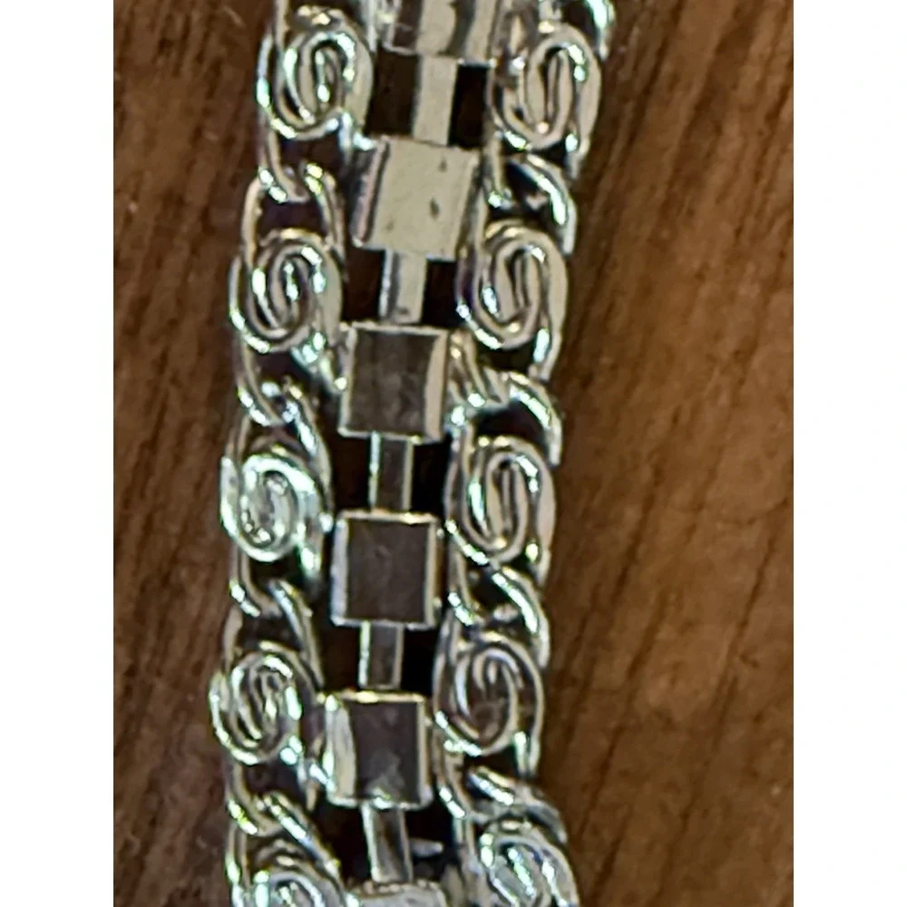 Calvin Klein two strands Chain +  rhinestones belt Silver Signed 30